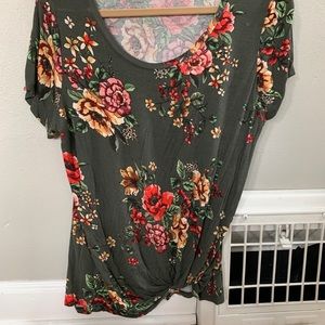 Green with Floral design Blouse